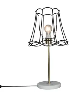 Stolni lampy Retro stolní lampa mosaz s rámem Granny černá 30 cm - Kaso