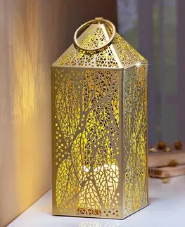 Svíčky a světelné dekorace Kovová lucerna Gold s LED svíčkou