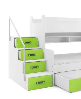 Postele BMS Dětská patrová postel s přistýlkou MAX 3 Barva: Zelená