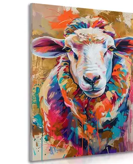 Obrazy zvířat Obraz ovce s imitací malby