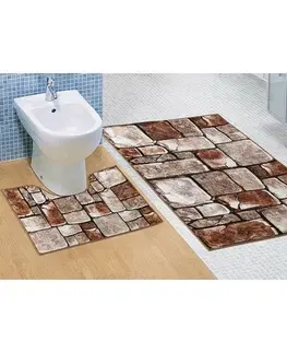 Koberce a koberečky Bellatex Sada koupelnových předložek Kamenná dlažba 3D, 60 x 100 cm, 60 x 50 cm 