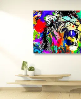 Pop art obrazy Obraz barevná lví hlava