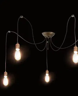 Závěsná světla Moretti Luce Závěsné svítidlo Allen, starožitná mosaz, 5 světelných zdrojů