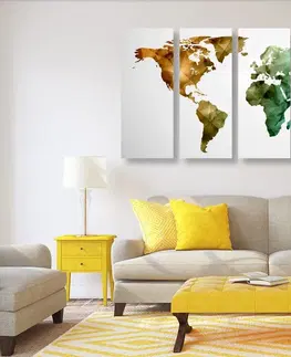 Obrazy mapy 5-dílný obraz barevná polygonální mapa světa