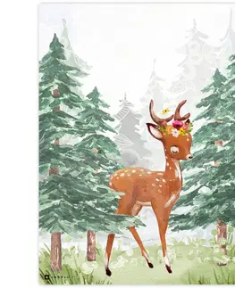 Obrazy do dětského pokoje Obraz na zeď do dětského pokoje - jelen v lese