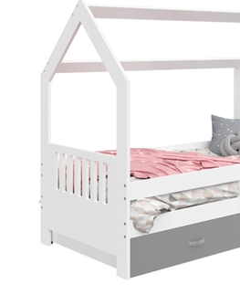 Postele Dětská postel SPECIOSA D3E 80x160 v barvě bílé se zásuvkou: šedá