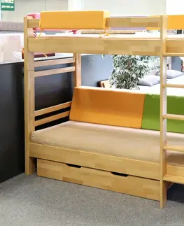 bez úložného prostoru Buková poschoďová postel pro 2 děti LUCAS, 90x200 - VÝPRODEJ Z EXPOZICE