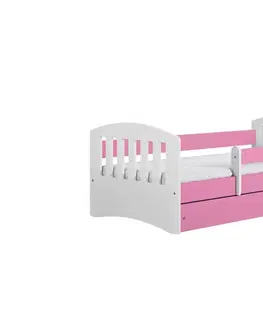 Dětské postýlky Kocot kids Dětská postel Classic I růžová, varianta 80x140, se šuplíky, bez matrace