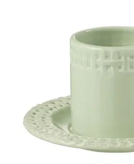 Hrnky a šálky Zelený keramický šálek s podšálkem Hella Pastel Green - 14*14*9 cm J-Line by Jolipa 34668