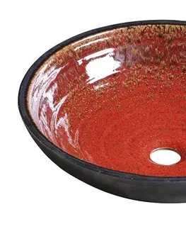 Umyvadla SAPHO ATTILA keramické umyvadlo, průměr 43cm, tomatová červeň/petrolejová DK007