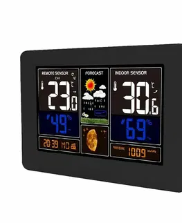 Teploměry a meteostanice Solight meteostanice, extra velký barevný LCD, teplota, vlhkost, tlak, RCC, USB nabíjení, černá TE81WIFI