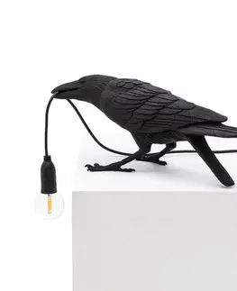 Venkovní designová světla SELETTI LED deko terasové světlo Bird Lamp hrající černá