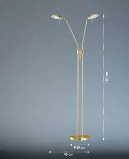 Stojací lampy FISCHER & HONSEL LED stojací lampa Pool, mosazná barva, výška 160 cm, 2 světla.