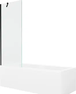 Vany MEXEN/S Cubik obdélníková vana 160 x 70 cm s panelem + vanová zástěna 70 cm, transparent, černá 550316070X9507000070