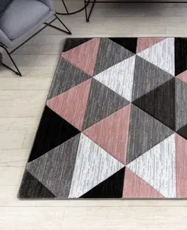Koberce a koberečky Dywany Lusczow Kusový koberec ALTER Rino trojúhelníky růžový, velikost 180x270