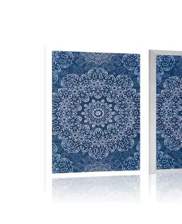 Feng Shui Plakát modrá Mandala s abstraktním vzorem
