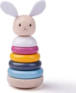 Dřevěné hračky Bigjigs Toys Dřevěná motorická věž Rabbit