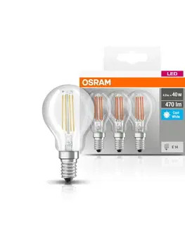 LED žárovky OSRAM OSRAM LED žárovka E14P40 4W filament 840 470lm 3ks