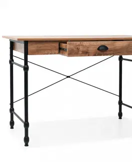Pracovní stoly Psací stůl se zásuvkou dub / černá Dekorhome