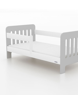 Postele Dětská postel se zábranou STAPELIAN 140x70 cm, bílá/šedá