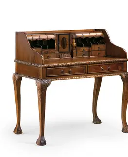 Stylové a luxusní pracovní a psací stoly Estila Rustikální C Chippendale psací stolek M-VINTAGE z masivního mahagonového dřeva 105cm
