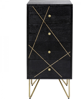 Prádelníky KARE Design Prádelník Vein Gold - černý, 4 zásuvky 40x88cm