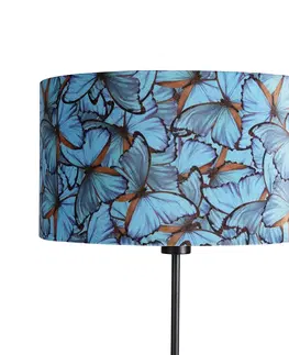Stojaci lampy Stojací lampa černá s velurovým odstínem motýli 35 cm - Parte