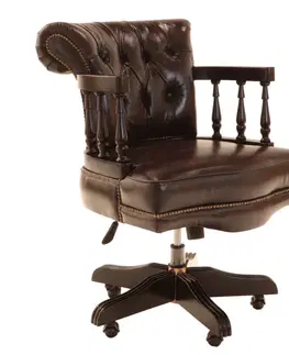 Židle Kancelářská židle Chesterfield Admiral z pravé hovězí kůže Brown