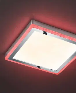 Stropní svítidla Reality Leuchten LED stropní svítidlo Slide, bílé, hranaté 40x40 cm