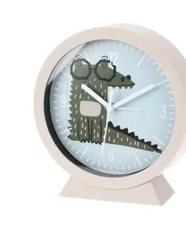 Hodiny Dětské stolní hodiny Krokodýl, bílá, pr. 15 cm