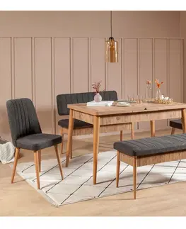 Kuchyňské a jídelní židle Jídelní lavice s opěrkou VINA borovice atlantic antracit