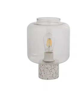 Stolní lampy Searchlight Stolní lampa X Vessel, bílá / čirá, beton, sklo