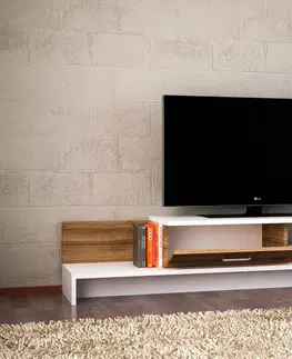 TV stolky Kalune Design TV stolek WRAP 120 cm ořech/bílý