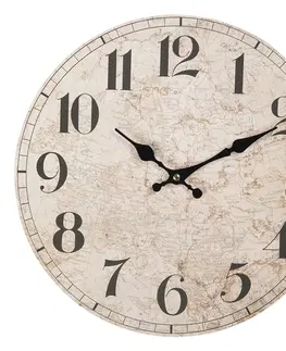 Hodiny Vintage nástěnné hodiny Carte – Ø 34*4 cm / 1*AA Clayre & Eef 6KL0625