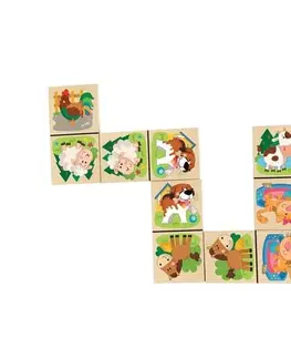Dřevěné hračky Woody Domino Domácí zvířata, 19 x 10 x 5 cm