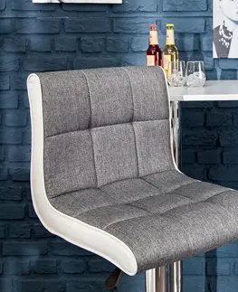 Luxusní jídelní židle Estila Designová barová židle Modena 90-115cm šedě-bílá