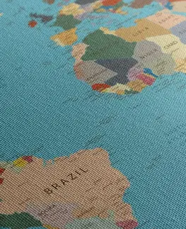 Obrazy mapy Obraz mapa světa s názvy