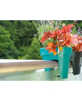 Květináče a truhlíky Prosperplast Květináč na zábradlí Lofly Railing antracitová, 24,5 cm, 24,5 cm