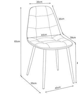 Židle Ak furniture Sametová čalouněná prošívaná židle Deta šedá