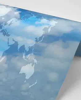 Tapety mapy Tapeta mapa světa s nebeským pozadím