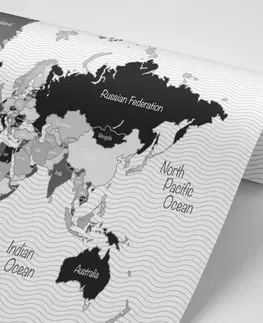 Samolepící tapety Samolepící tapeta stylová černobílá mapa