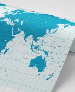 Samolepící tapety Samolepící tapeta politická mapa světa v modré barvě