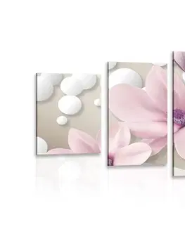 Obrazy květů 5-dílný obraz magnolie na abstraktním pozadí