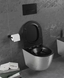 Záchody MEXEN Lena Závěsná WC mísa včetně sedátka s slow-slim, duroplast, černá mat / stríbrný vzor 30224073