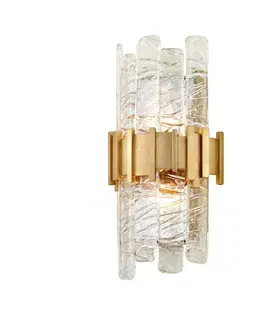 Designová nástěnná svítidla HUDSON VALLEY nástěnné svítidlo CIRO kov/sklo zlatá/čirá E14 2x8W 256-12-CE