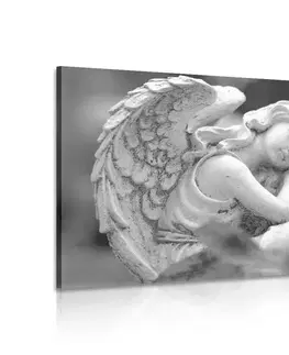 Černobílé obrazy Obraz spokojený anděl v černobílém provedení