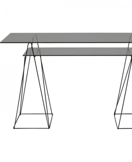 Psací stoly / Kancelářské stoly KARE Design Stůl Polar se skleněnými deskami - černý, 135x65cm