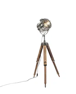 Stojaci lampy Stojací lampa s dřevěným stativem a studiovým bodem - Tripod Shiny