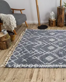 Koberce a koberečky Dywany Lusczow Kusový shaggy koberec BERBER TANGER šedý, velikost 160x220