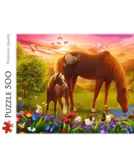 Hračky puzzle TREFL -  Puzzle 500 - Koně na louce